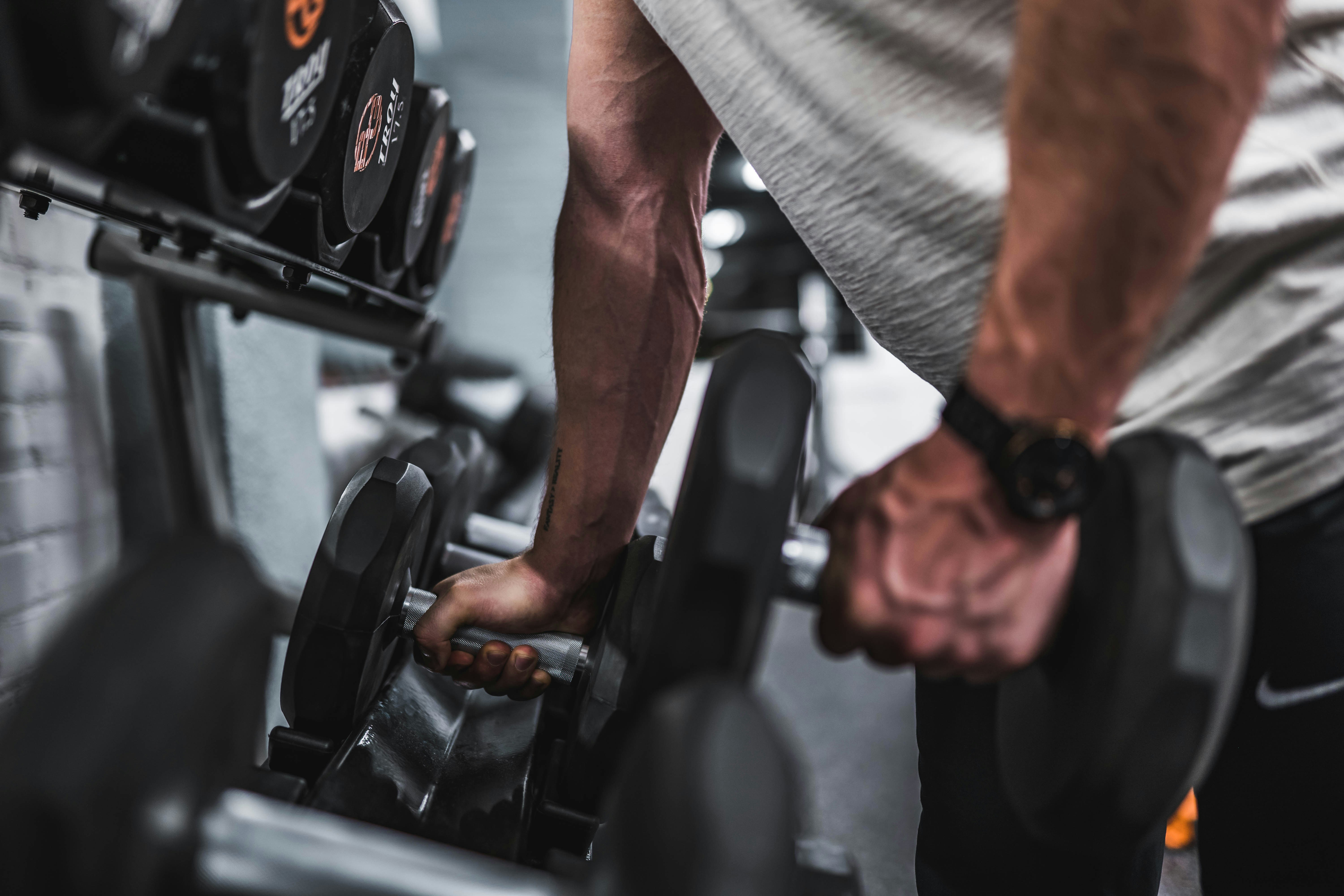 Focused gym training session