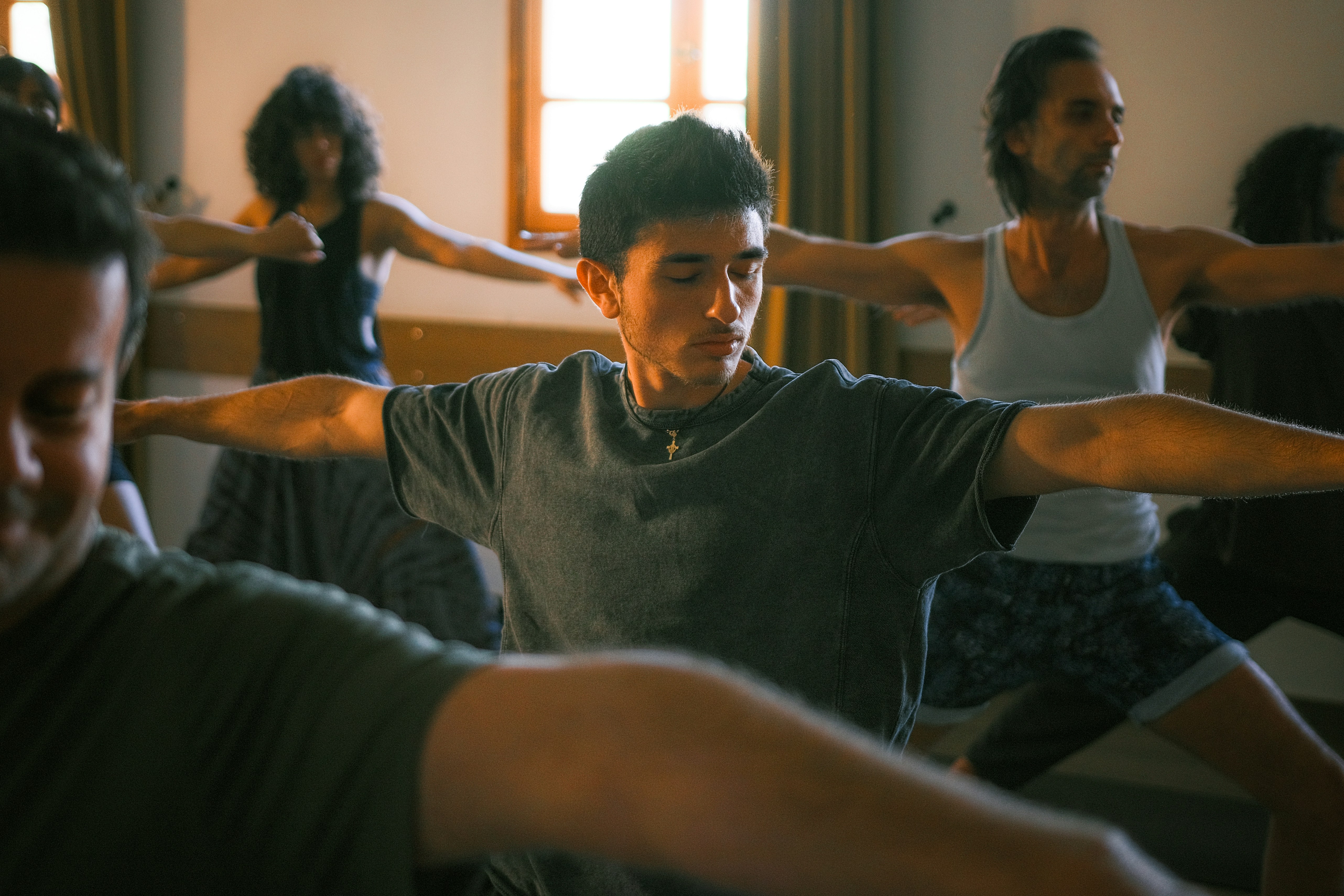 Group fitness class in action